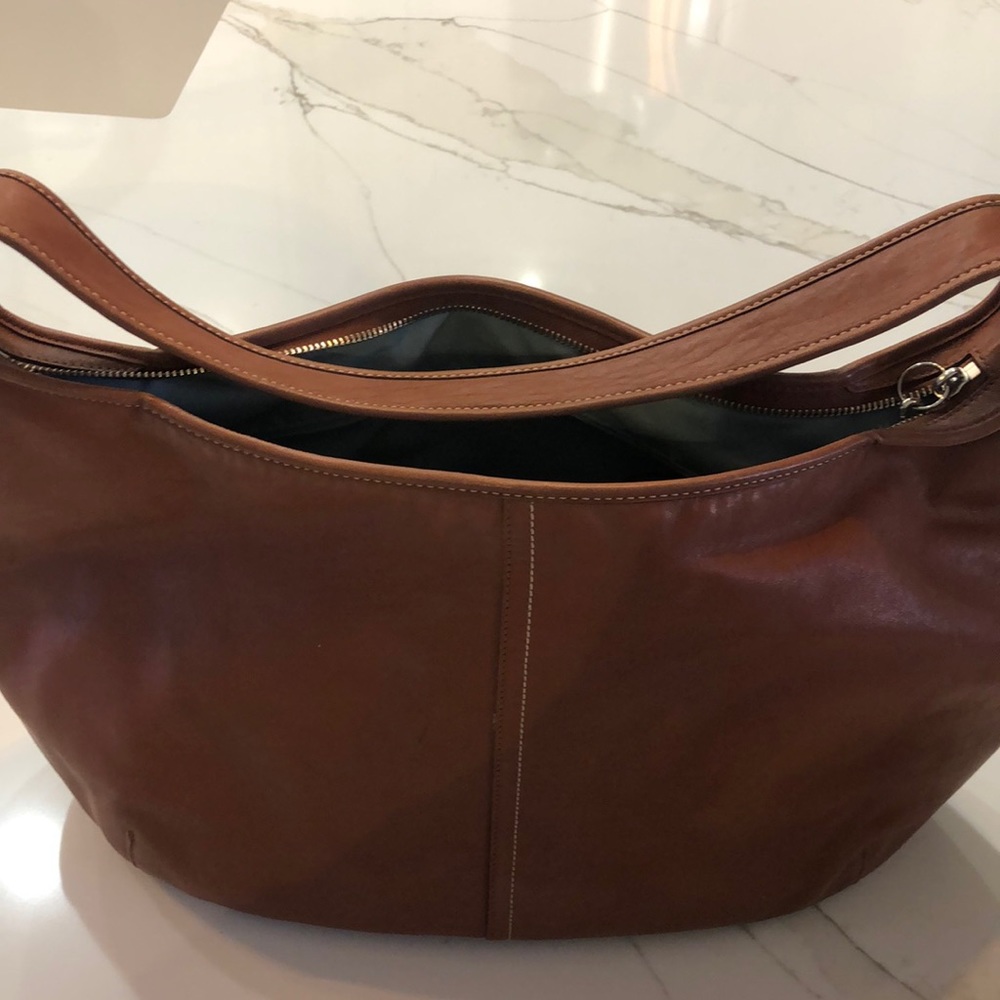 Tan leather Coach purse